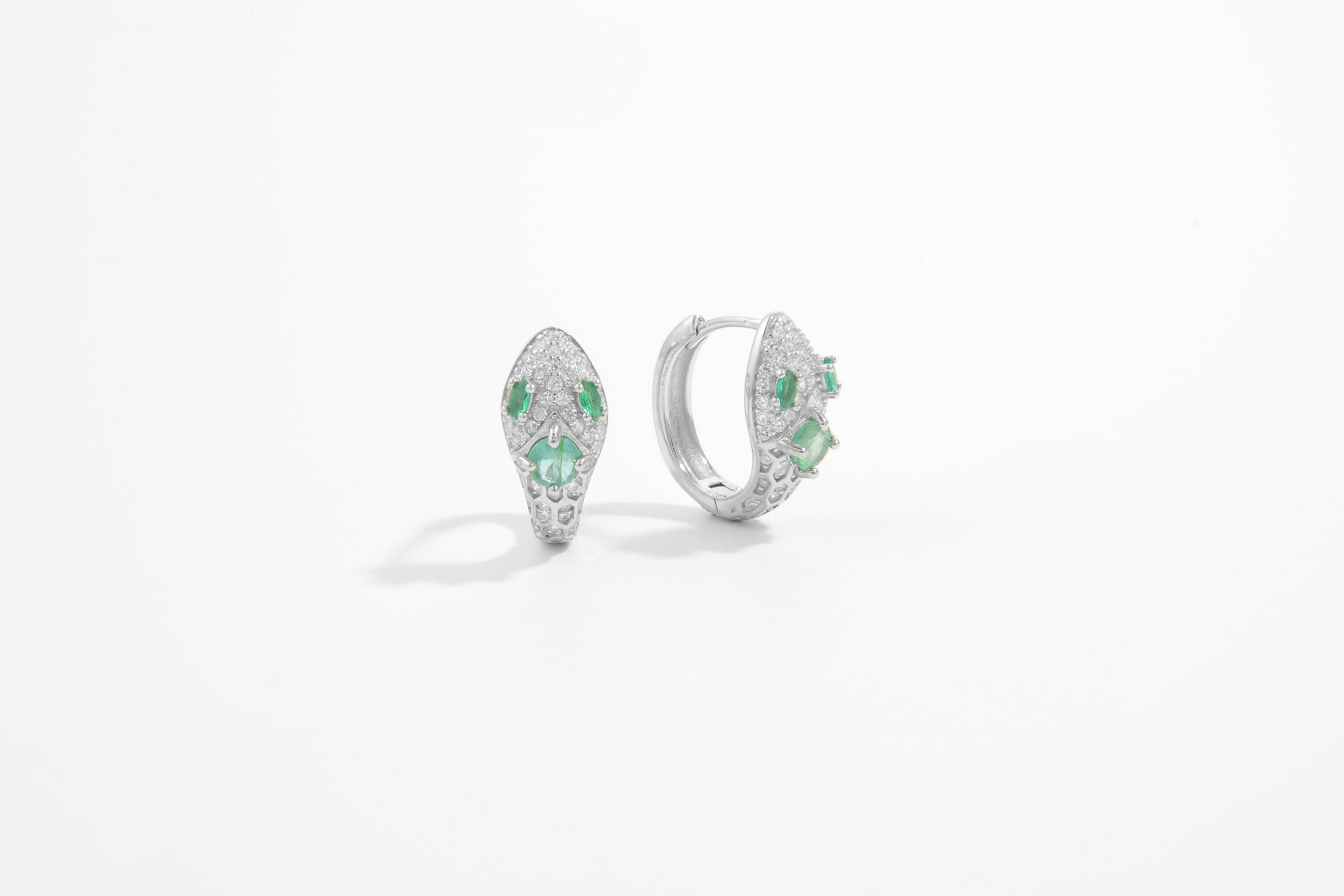 Emerald Snake Hoops