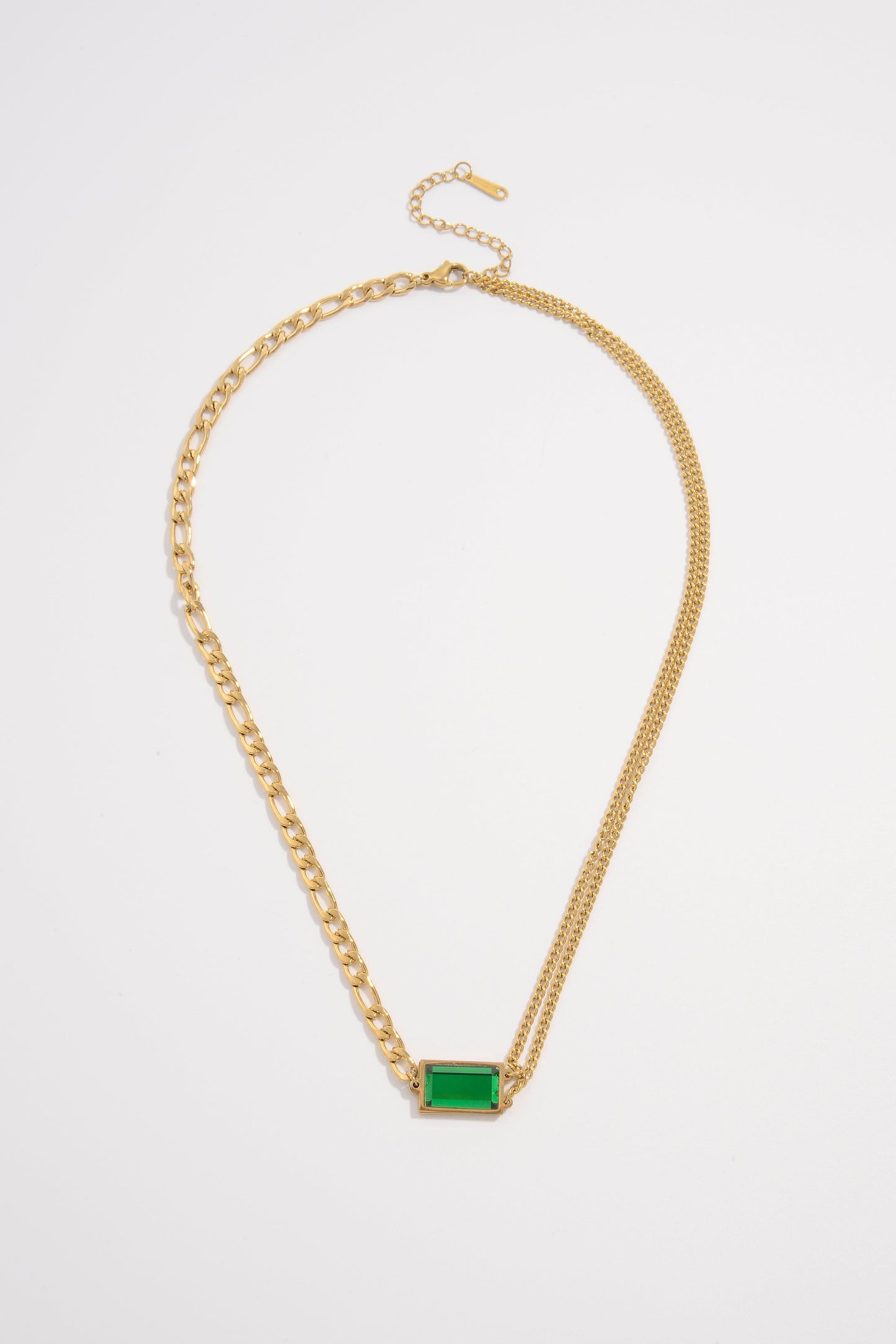 Emerald Double Chain Cuban Necklace