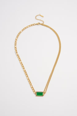 Emerald Double Chain Cuban Necklace