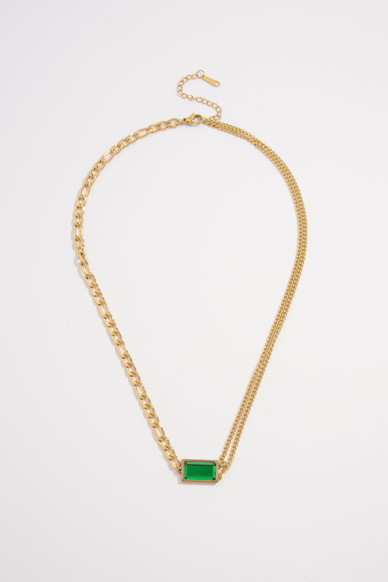 Emerald Double Chain Cuban Necklace