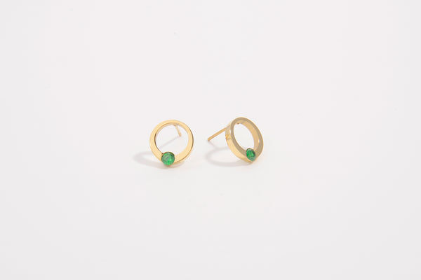 Minimal Emerald Earrings