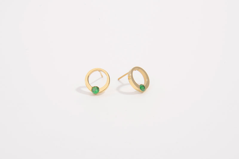 Minimal Emerald Earrings