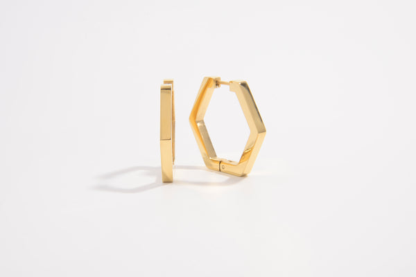 Hexagon Huggie Hoop Earrings