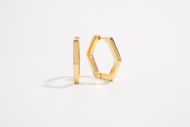 Hexagon Huggie Hoop Earrings