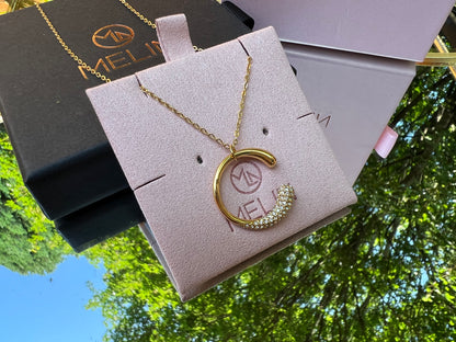 Sparkling Open Hoop Necklace