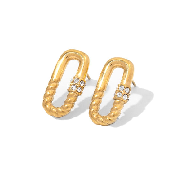 Golden Rectangular Dazzling Earring