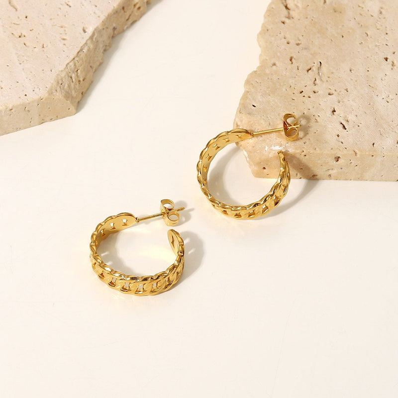 Sleek Chain Hoop Earrings