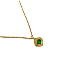 Green Square Pedant Necklace