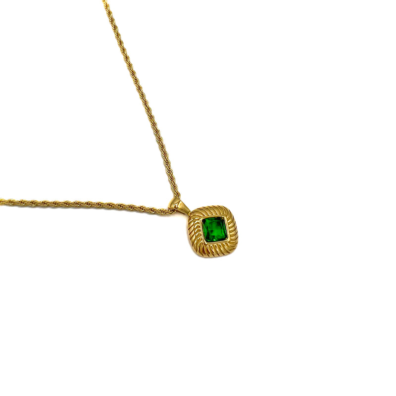 Green Square Pedant Necklace